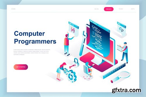 Computer Programmers Isometric Landing Page