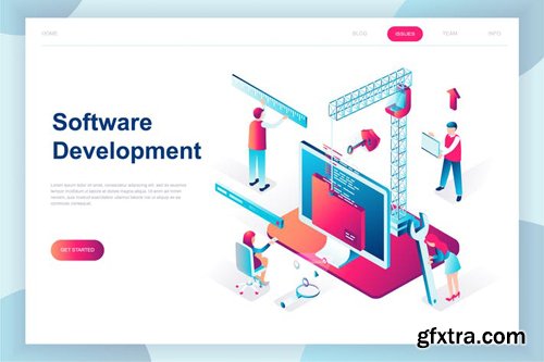 Software Development Isometric Landing Page