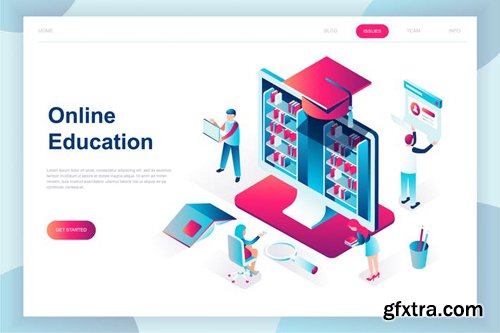 Online Education Isometric Landing Page