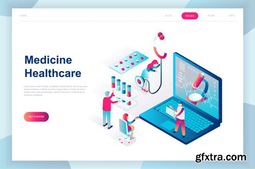 Online Medicine Isometric Landing Page