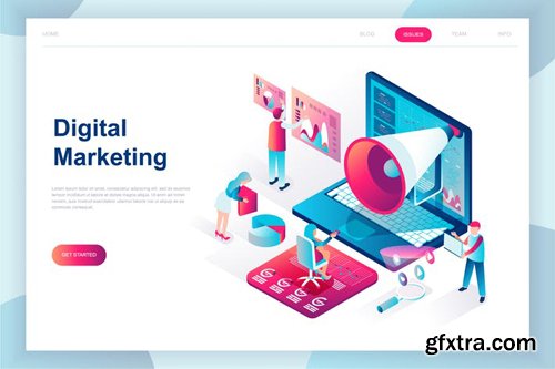 Digital Marketing Isometric Landing Page