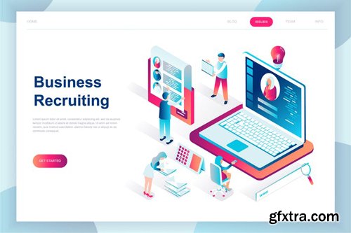 Business Recruiting Isometric Landing Page