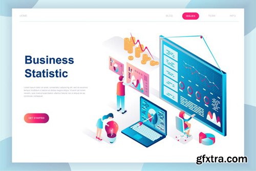 Business Statistic Isometric Landing Page
