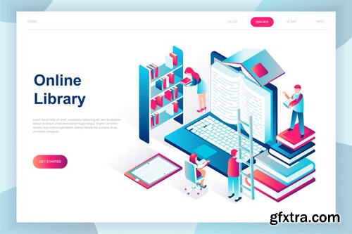 Online Library Isometric Landing Page