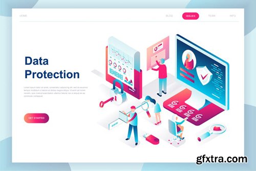 Data Protection Isometric Landing Page