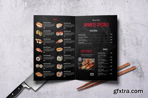 Japanese Bifold A4 & US Letter Menu Design