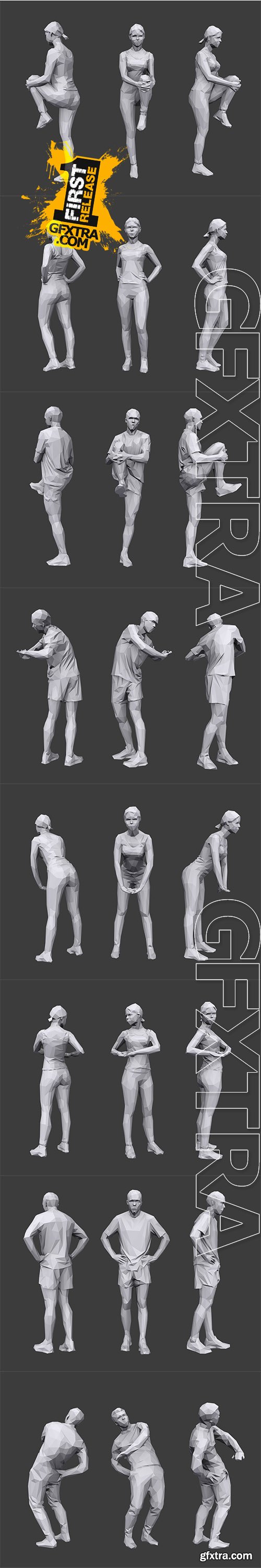 Cubebrush - Lowpoly People Fitness Pack