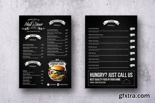 Matt\'s Diner Single Page A4 and US Letter Menu