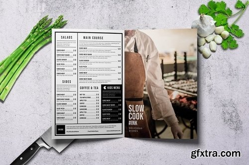 Clean & Fresh Bifold Food Menu A4 & US Letter