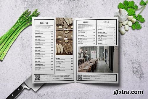 Clean & Fresh Bifold Food Menu A4 & US Letter