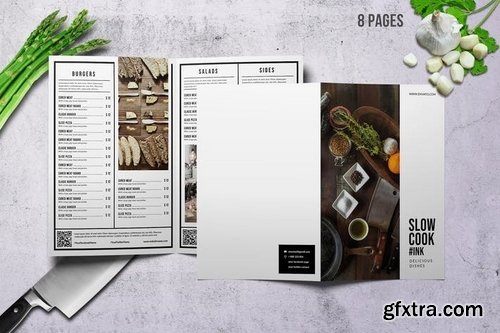 Clean & Fresh Bifold Food Menu A4 & US Letter