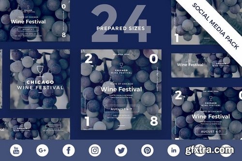 Wine Festival Banner Pack, Social Media Templates