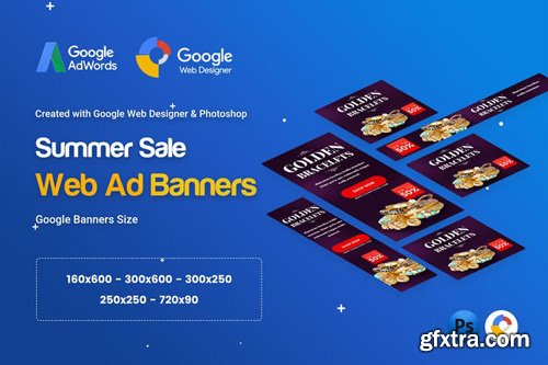 Jewelry Golden Banners Ad - GWD & PSD - 1