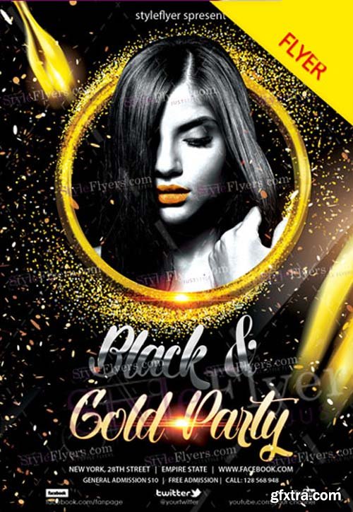 Black & Gold Night V1 2018 PSD Flyer Template