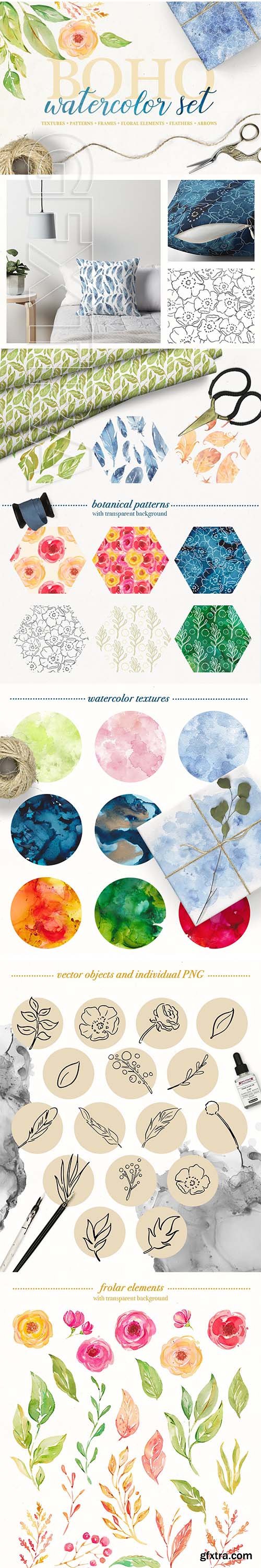 CreativeMarket - Boho watercolor set 2915774