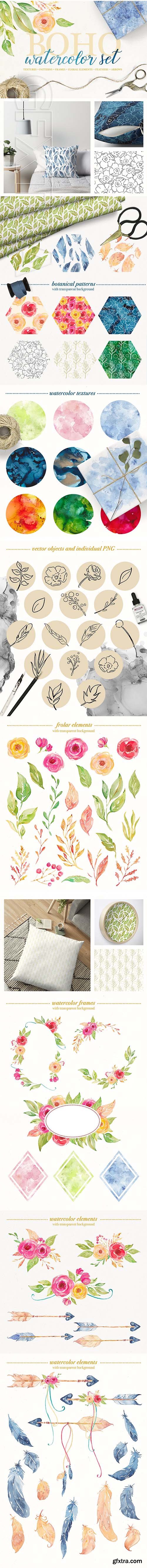 CreativeMarket - Boho watercolor set 2915774