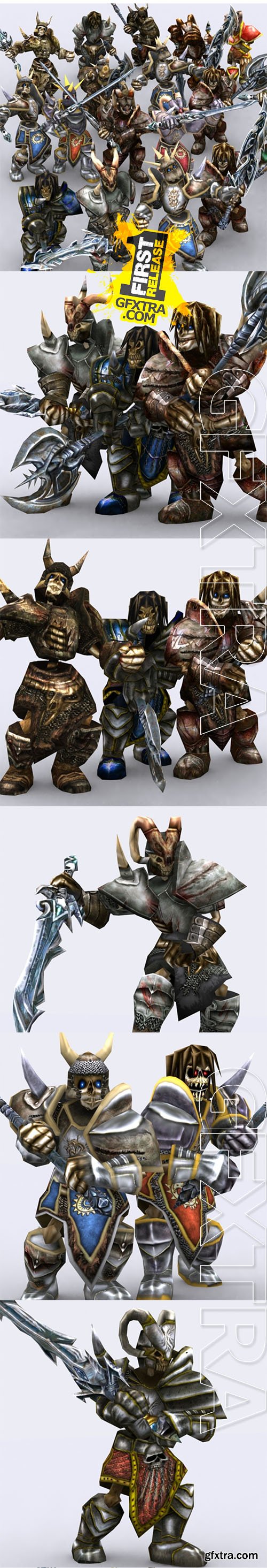 Cubebrush - 3DRT - Skeletons warriors pack