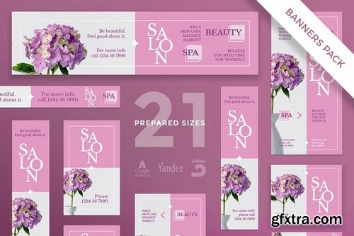 Beauty Salon Flyer and Poster Social Media Banner Pack Templates