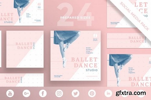 Dance Studio Business Card, Flyer and Poster, Social Media an Banner Pack Templates