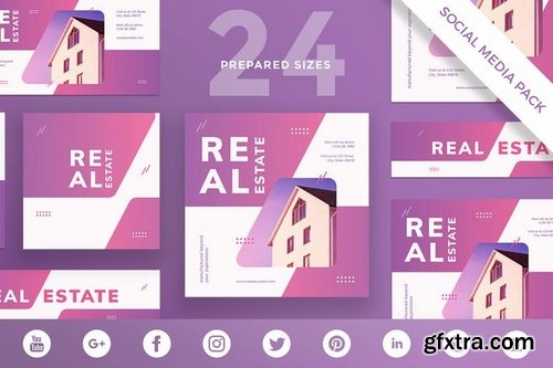 Real Estate Agency Business Card, Flyer and Poster, Social Media and Banner Pack Templates