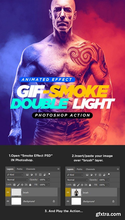 Graphicriver - 21838009 Gif Animated Smoke Double Lighting Photoshop Action