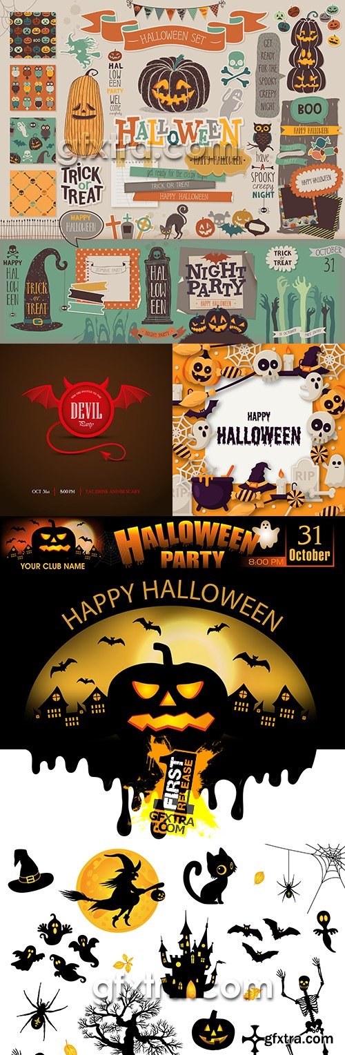 Halloween holiday party elements design collection 13