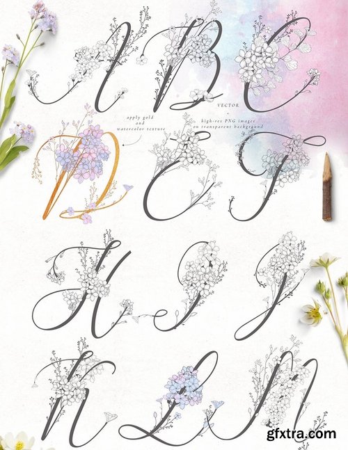 Flowered Monogram & Logo Collection