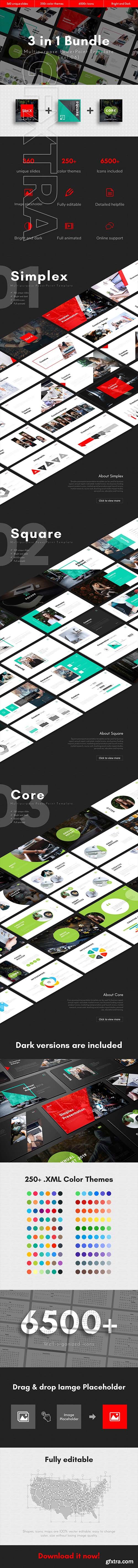 GraphicRiver - 3 in 1 Multipurpose PowerPoint Template Bundle (Vol.06) 22605293