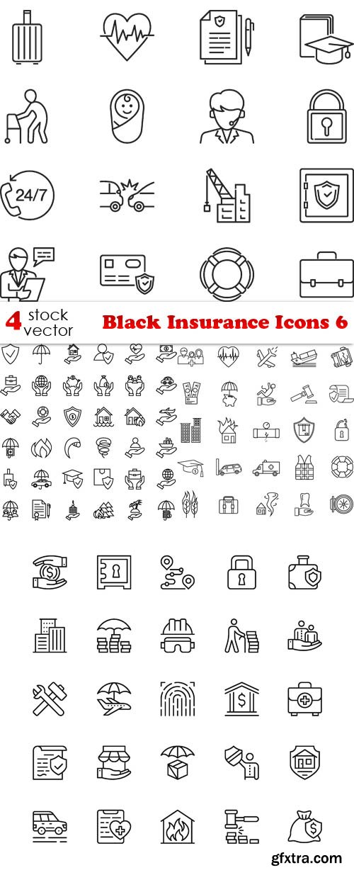 Vectors - Black Insurance Icons 6