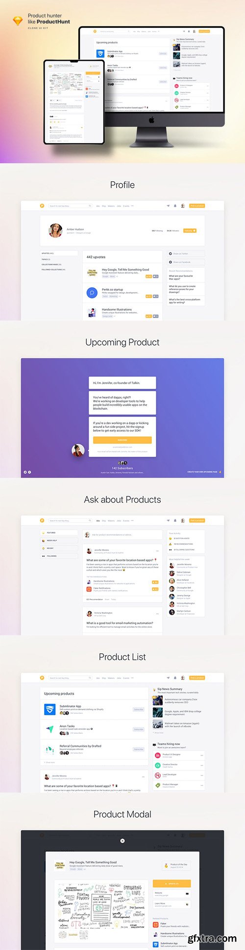 Clone UI Kit - Product hunter like ProductHunt