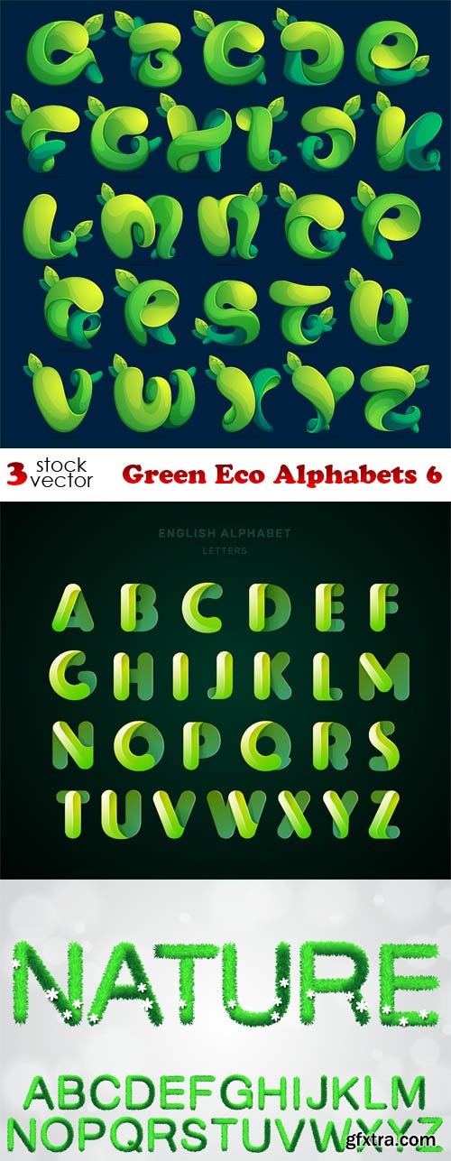 Vectors - Green Eco Alphabets 6