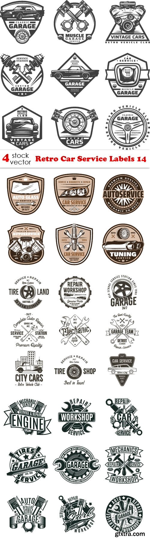 Vectors - Retro Car Service Labels 14