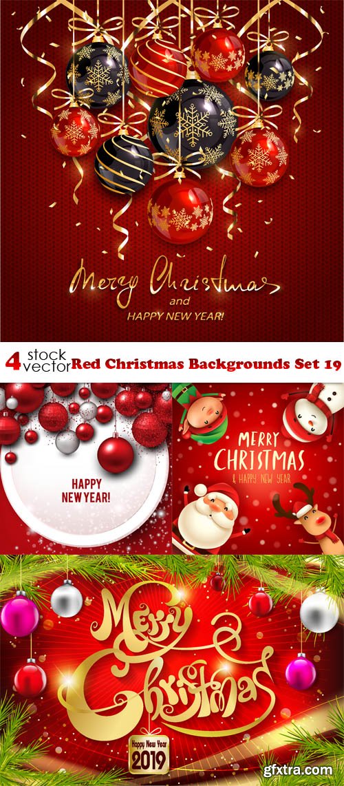 Vectors - Red Christmas Backgrounds Set 19