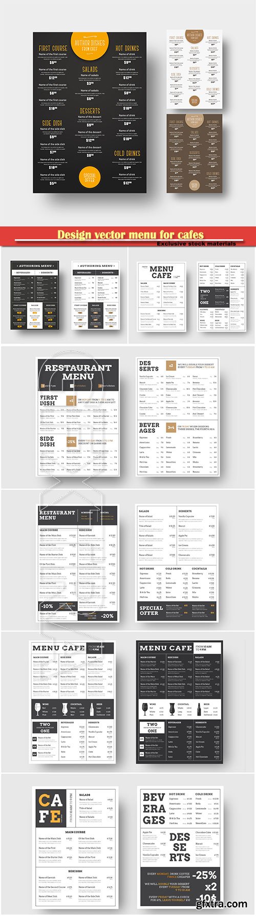 Design vector menu for cafes and restaurants