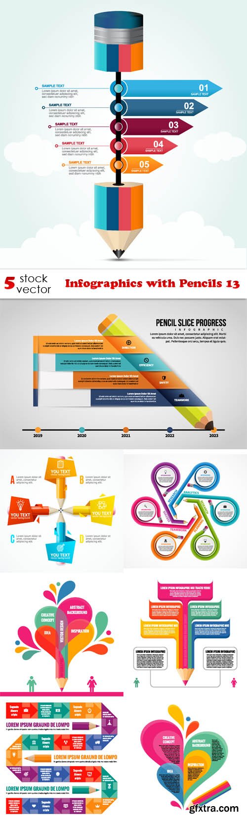 Vectors - Infographics with Pencils 13