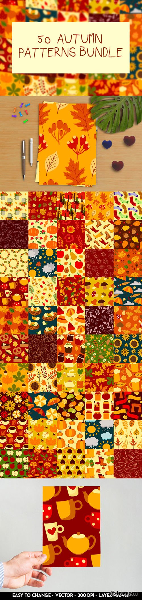 50 Autumn Patterns Bundle [Ai/PSD]