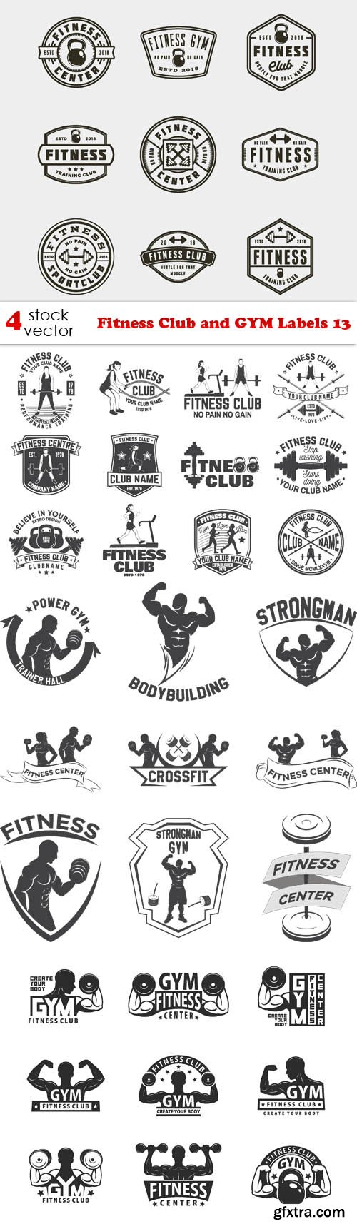 Vectors - Fitness Club and GYM Labels 13