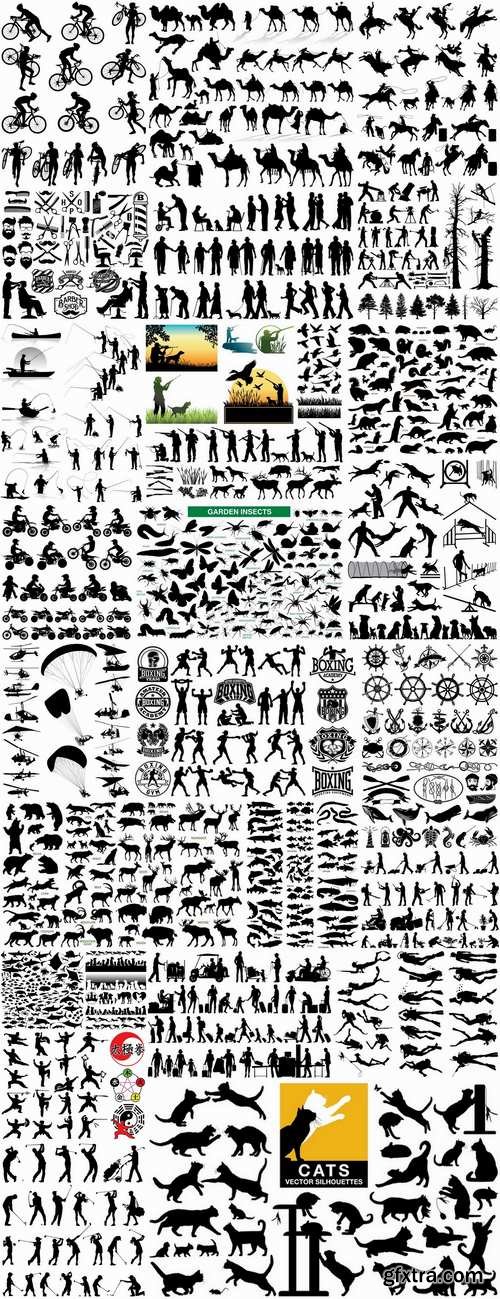 Icon silueit person pet sport flat black and white vector image 25 EPS