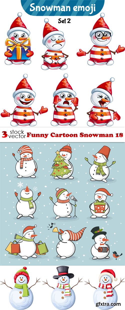 Vectors - Funny Cartoon Snowman 18