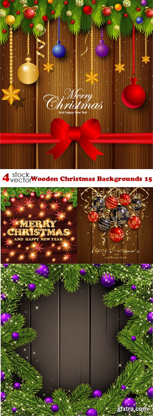 Vectors - Wooden Christmas Backgrounds 15