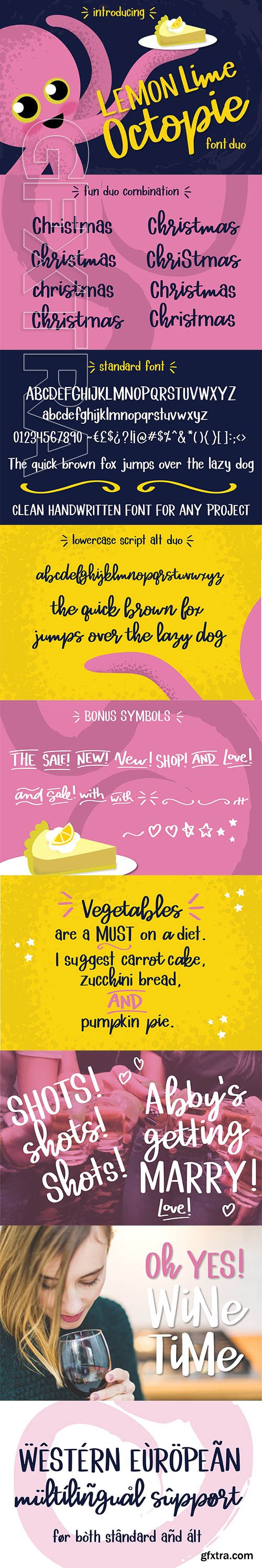 CreativeMarket - Lemon Lime Octopie Font Duo 2968212