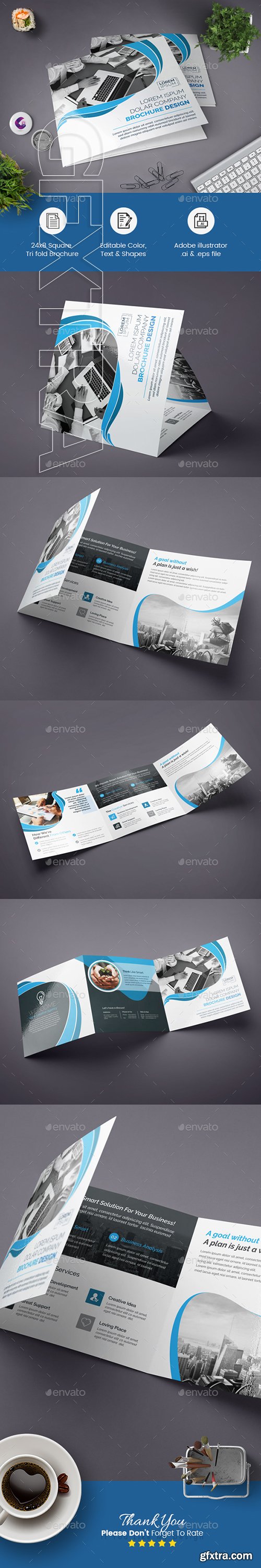 GraphicRiver - Blue Square Tri-fold Brochure 22588387