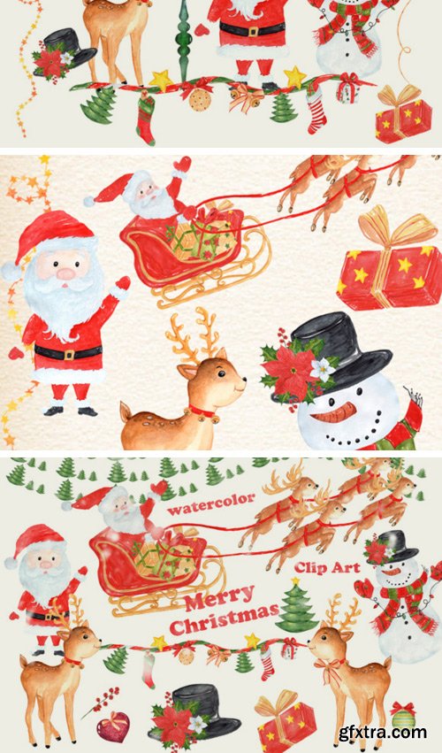 31 Hand Painted Watercolor Christmas Designs