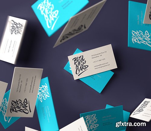 Falling Psd Business Card Mockup 3