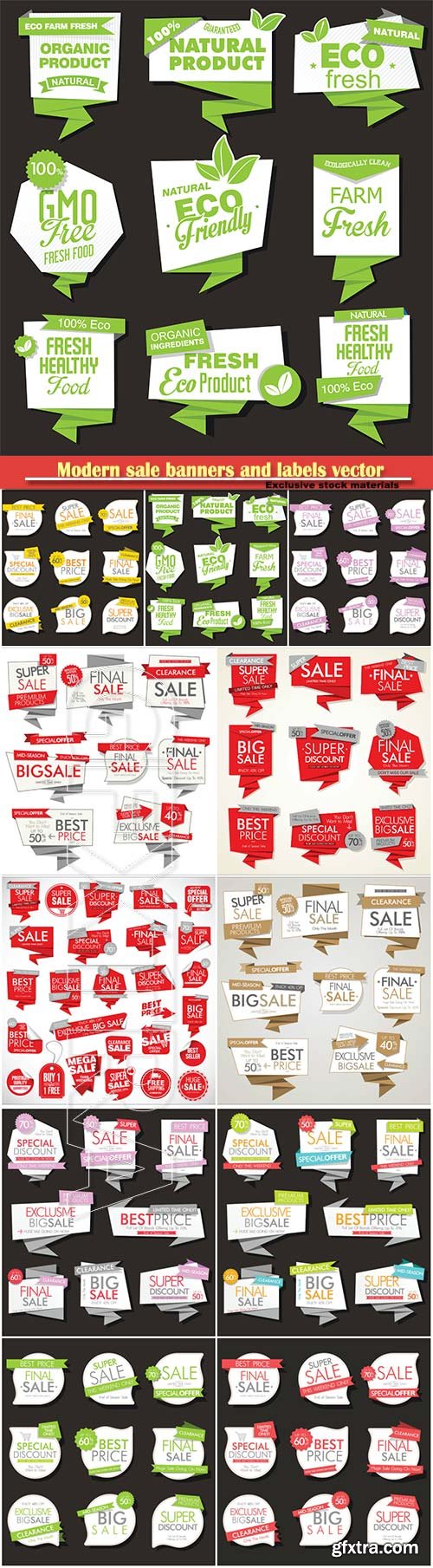 Modern sale banners and labels vector collection