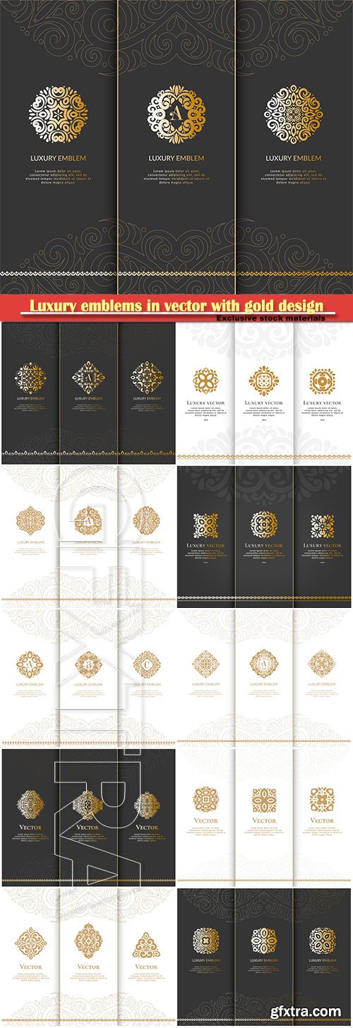 Luxury emblems in vector with gold design