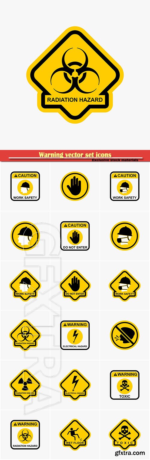 Warning vector set icons