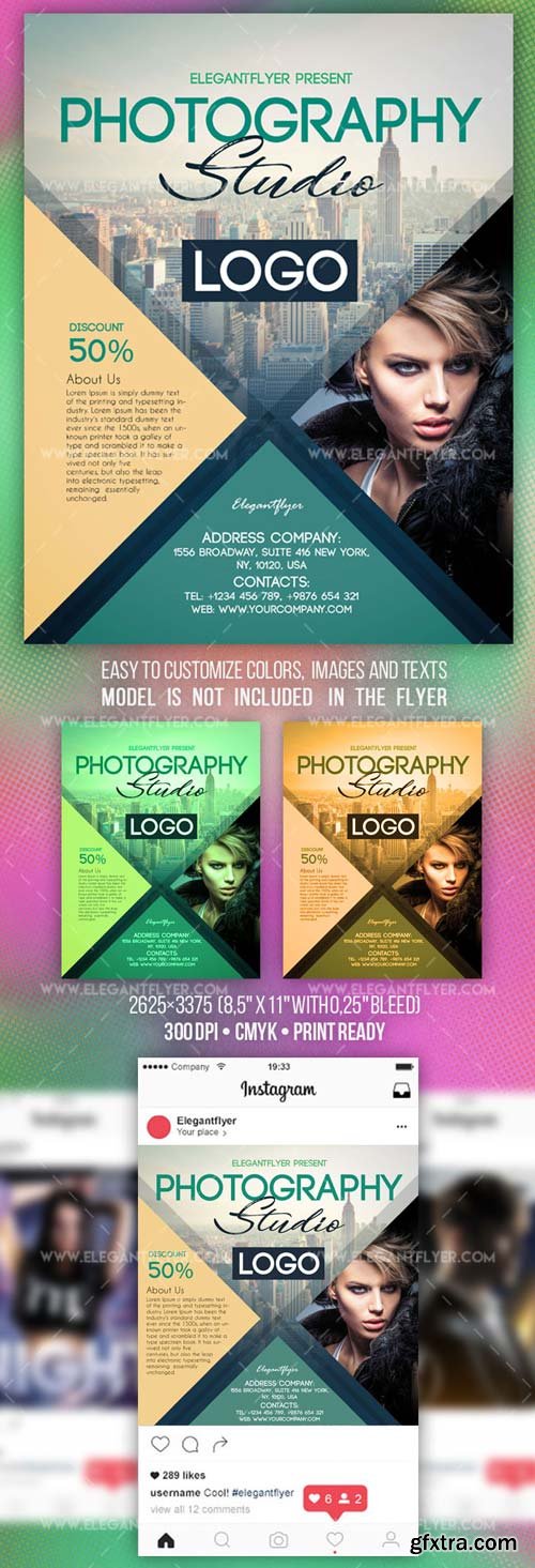 Photography V11 2018 Flyer PSD Template + Instagram template