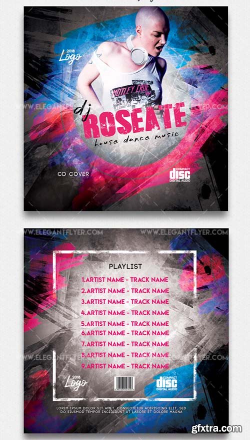 Dj House Dance Music V1 2018 Premium CD Cover PSD Template