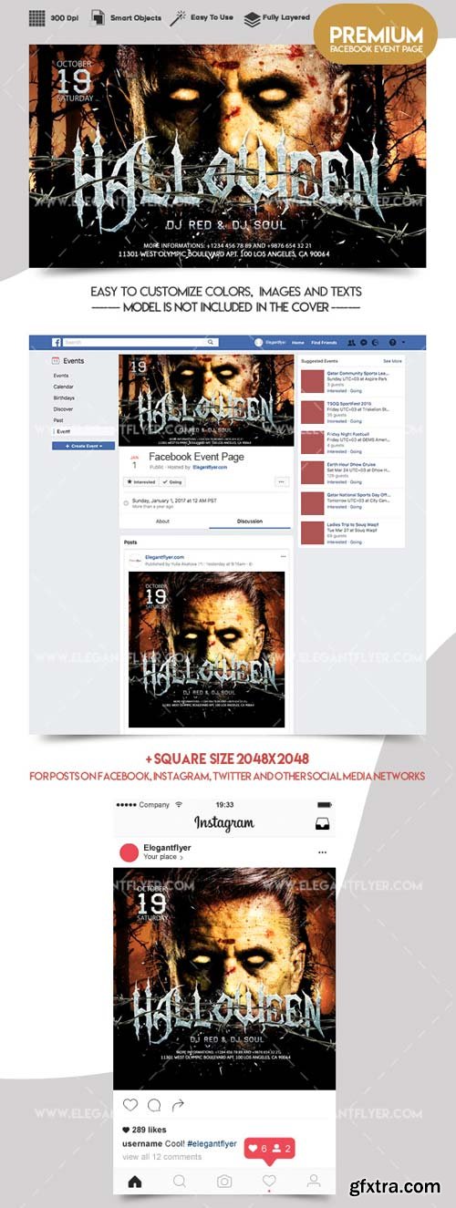 Halloween V25 2018 Facebook Event + Instagram template